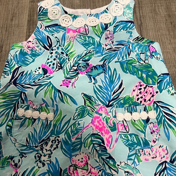 Lilly Pulitzer Shift Dress Seasalt Blue Barking Up The Palm Tree size 6-12M - Picture 2 of 8